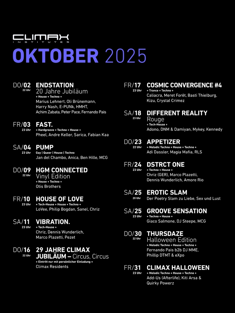 Climax-House-Techno-Stuttgart-Monatsprogramm