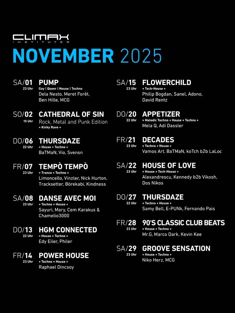 November-Club-climax-institutes-stuttgart-techno-party-house-Monatsprogramm-Feed