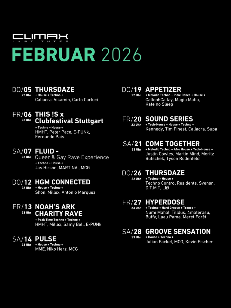 Februar-Club-climax-institutes-stuttgart-techno-party-house-Monatsprogramm-Feed