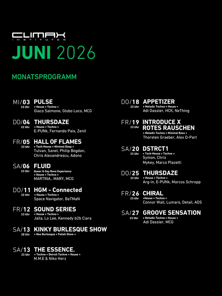 Juni-Club-climax-institutes-stuttgart-techno-party-house-Monatsprogramm-juni-2026